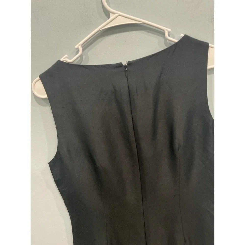 Talbots Womens Embroidered Sleeveless Silk Sheath Dress 8 Black Floral LBD Work